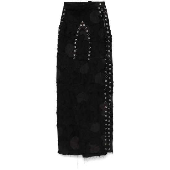 25SS 후 디싸이즈 워 롱 스커트 GROMMET ARCH COAL BLACK