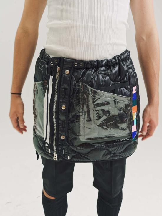  타카히로미야시타 더 솔로이스트 숏팬츠 . 나일론 퀼팅 라이너 재킷 백 블랙