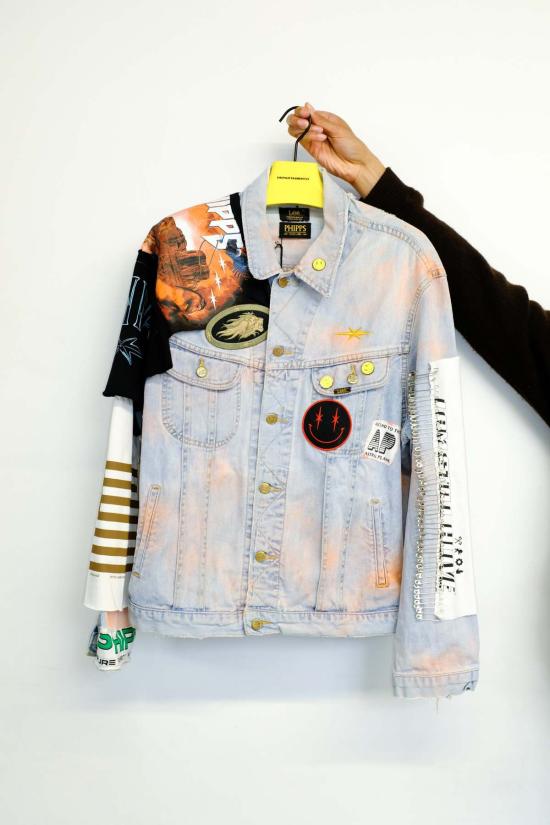  핍스 데님 자켓 Phipps 커스터마이징 펑크 데님 재킷 블루 - PHIPPS
