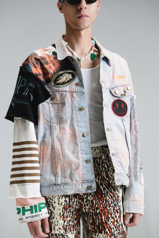  핍스 데님 자켓 Phipps 커스터마이징 펑크 데님 재킷 블루