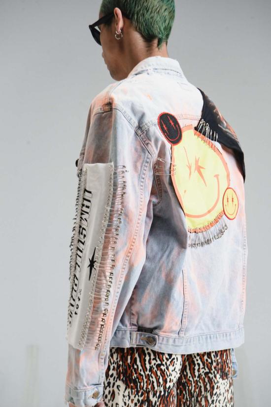  핍스 데님 자켓 Phipps 커스터마이징 펑크 데님 재킷 블루 - PHIPPS