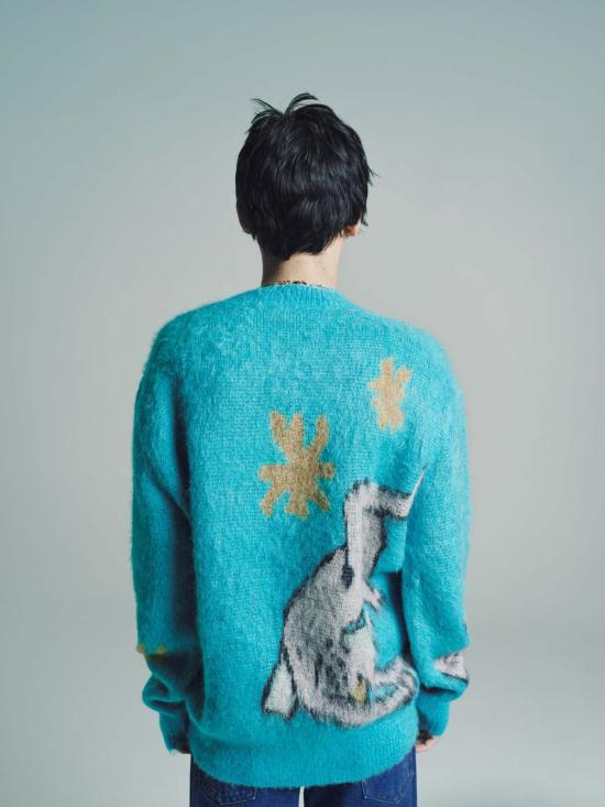  마르니 스웨터 모헤어 니트 라운드넥  블루 - MARNI