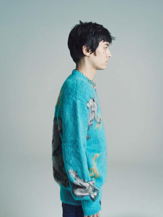  마르니 스웨터 모헤어 니트 라운드넥  블루 - MARNI