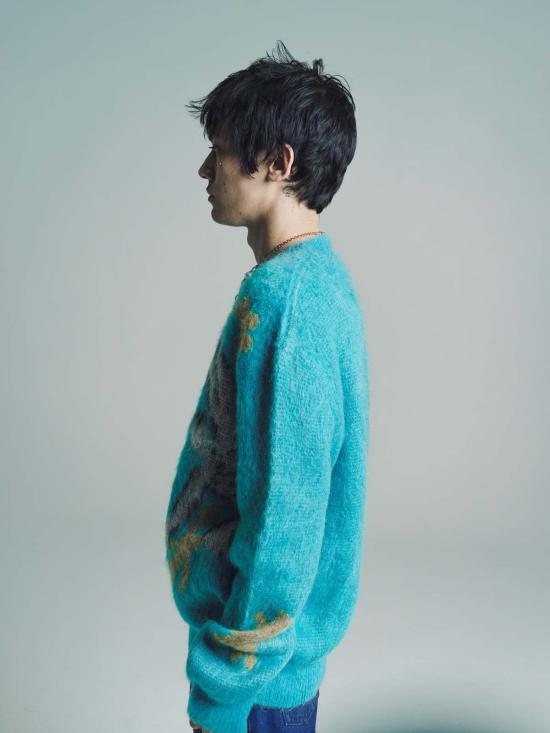  마르니 스웨터 모헤어 니트 라운드넥  블루 - MARNI