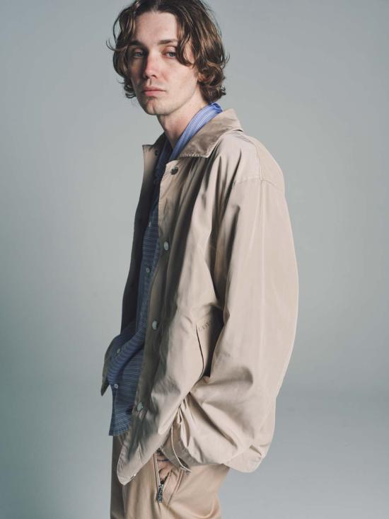  랑방 긴팔 셔츠 스냅 재킷 라이트 베이지 - LANVIN