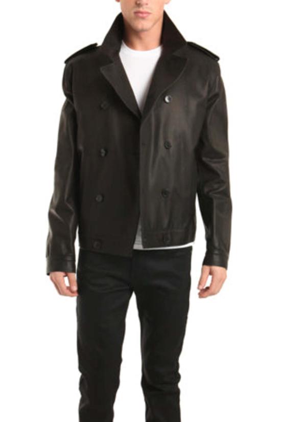  Simon Spurr 가죽 자켓 10버튼 트렌치 브라운