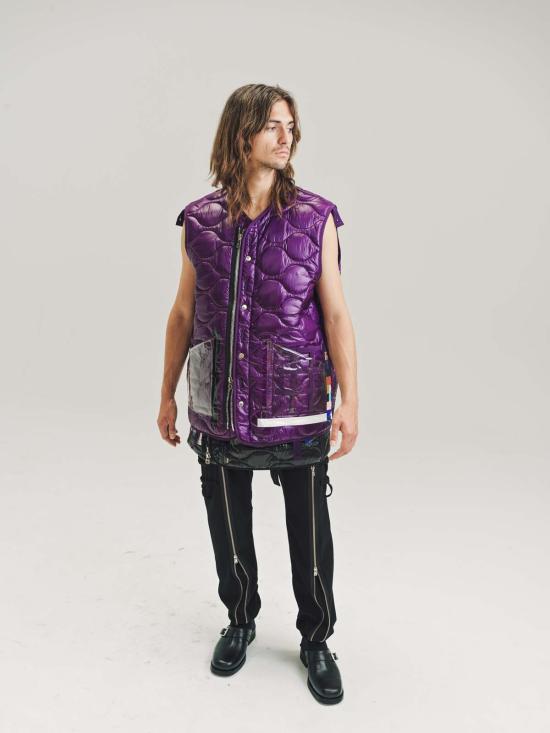  타카히로미야시타 더 솔로이스트 베스트 . 나일론 오버사이즈 퀼팅 라이너  퍼플 - TAKAHIROMIYASHITA THE SOLOIST.