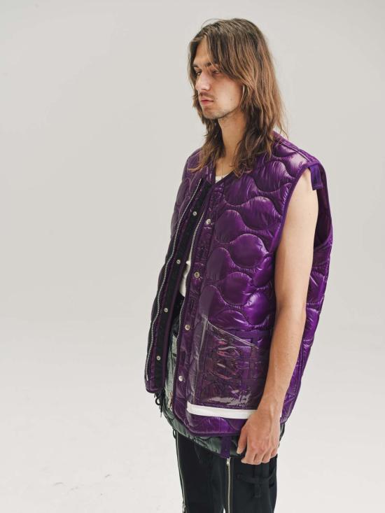  타카히로미야시타 더 솔로이스트 베스트 . 나일론 오버사이즈 퀼팅 라이너  퍼플 - TAKAHIROMIYASHITA THE SOLOIST.