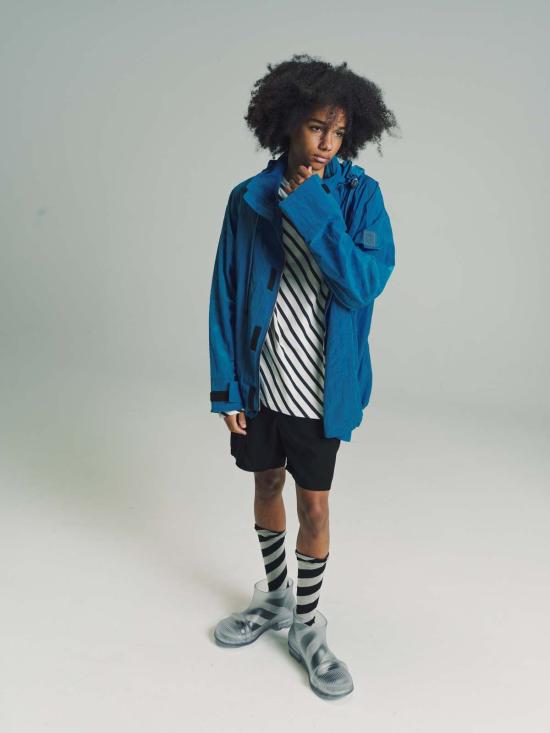  로에베 자켓 텍스처드 나일론 후드 파카 다크 티알 블루