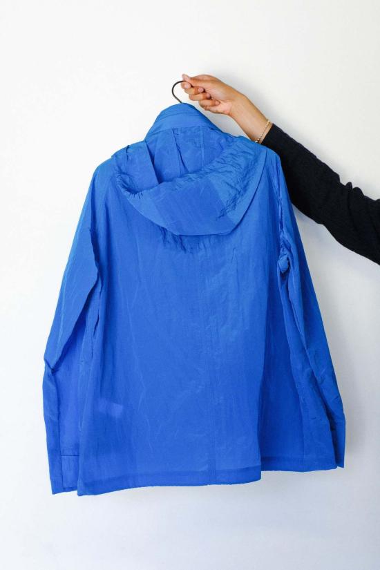  로에베 자켓 텍스처드 나일론 후드 파카 다크 티알 블루 - LOEWE