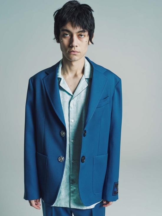  랑방 긴팔 셔츠 실크 프린트 롱슬리브  블루 - LANVIN