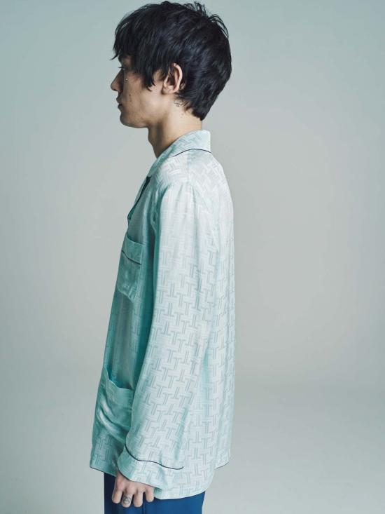  랑방 긴팔 셔츠 실크 프린트 롱슬리브  블루 - LANVIN