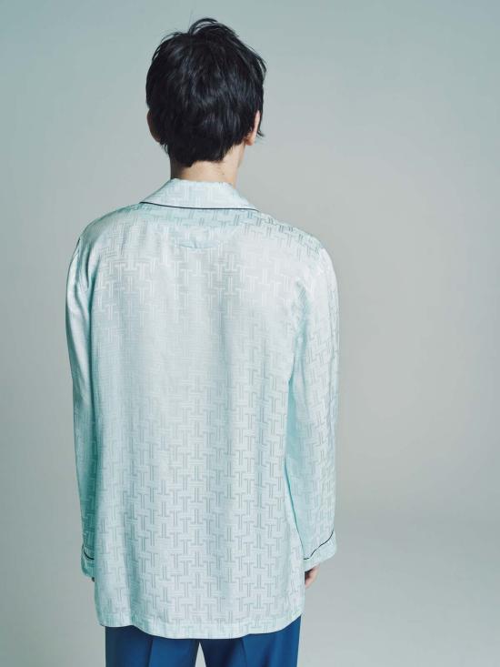  랑방 긴팔 셔츠 실크 프린트 롱슬리브  블루 - LANVIN