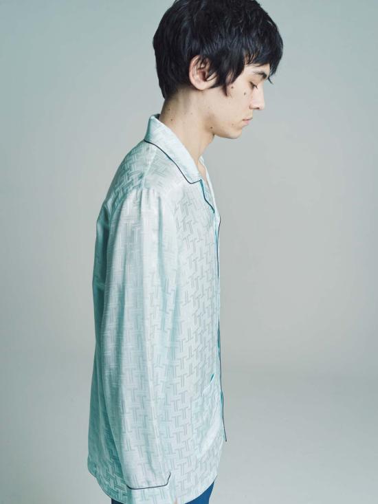  랑방 긴팔 셔츠 실크 프린트 롱슬리브  블루 - LANVIN