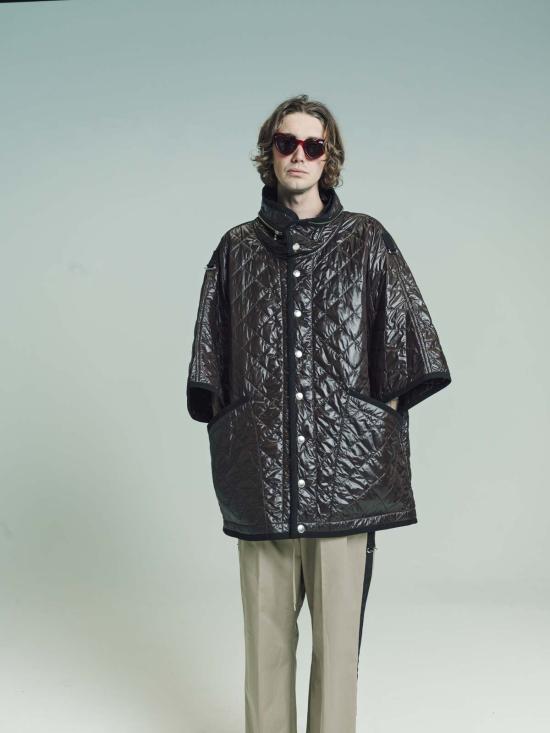  타카히로미야시타 더 솔로이스트 롱패딩 . 나일론 아코디언 후드 퀼팅 퀸스  초콜릿 - TAKAHIROMIYASHITA THE SOLOIST.