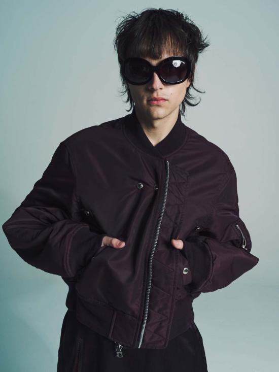  타카히로미야시타 더 솔로이스트 자켓 . 투웨이 크롭 봄버 재킷 마룬