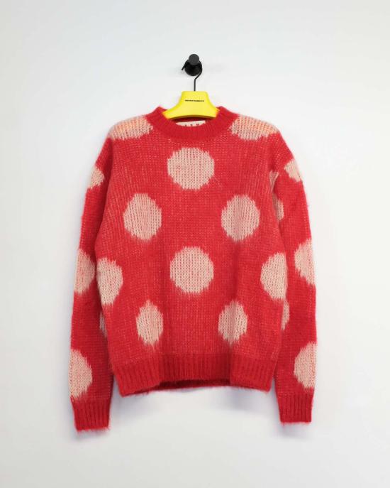  마르니 스웨터 레드 맥시 폴카 도트 점퍼 - MARNI