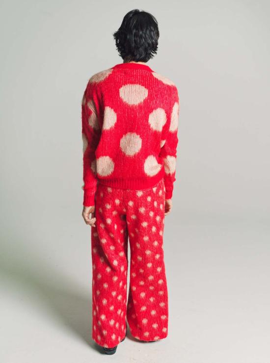  마르니 스웨터 레드 맥시 폴카 도트 점퍼 - MARNI