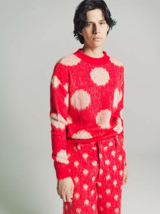 마르니 스웨터 레드 맥시 폴카 도트 점퍼