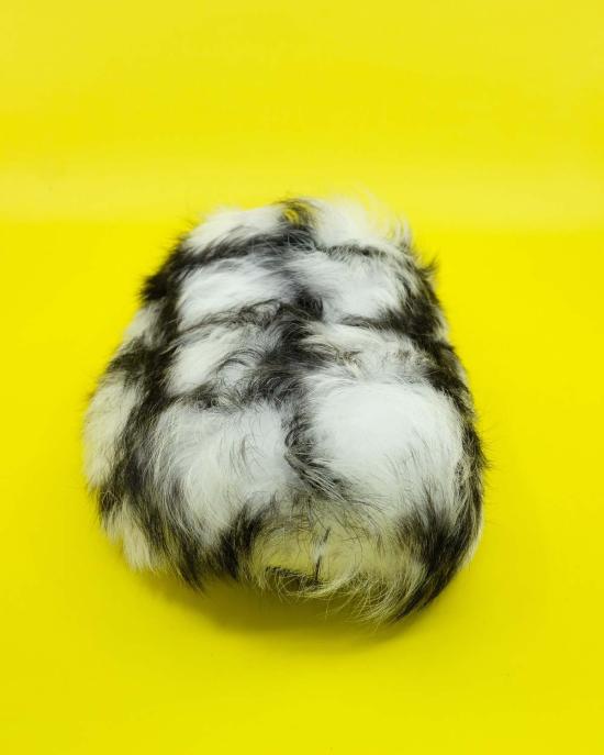  마르니 뮬/슬리퍼 Marni 블랙 & 화이트 체크 롱헤어 카프스킨 모헤어 슬라이드 - MARNI