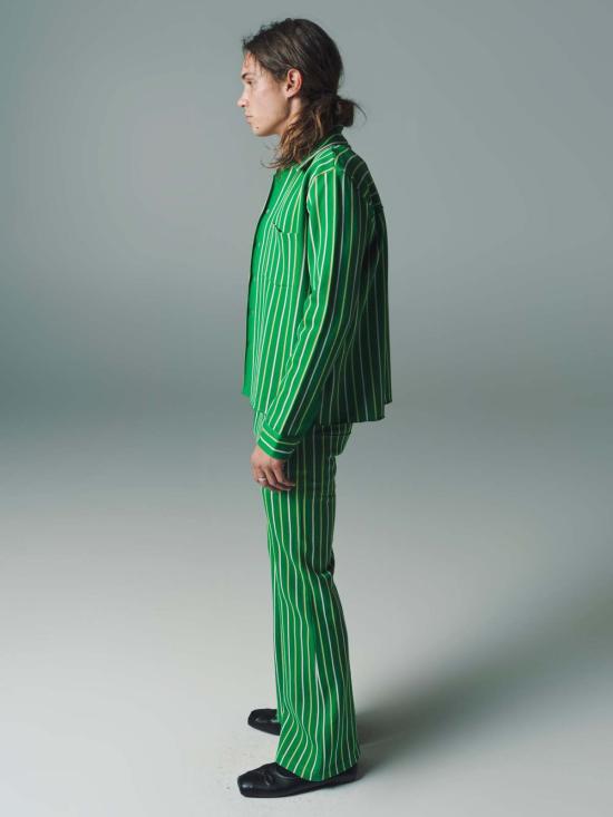  마르니 긴팔 셔츠 그린 스트라이프 테크노 니트 - MARNI