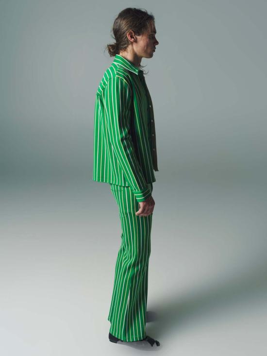  마르니 긴팔 셔츠 그린 스트라이프 테크노 니트 - MARNI