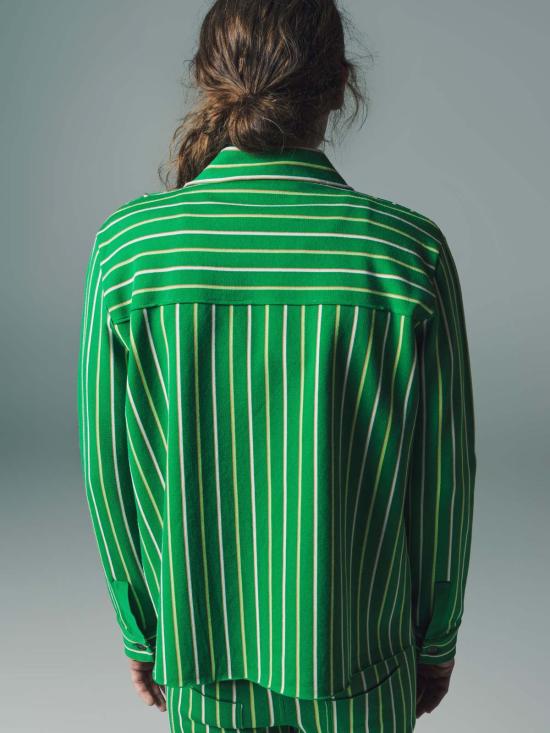  마르니 긴팔 셔츠 그린 스트라이프 테크노 니트 - MARNI