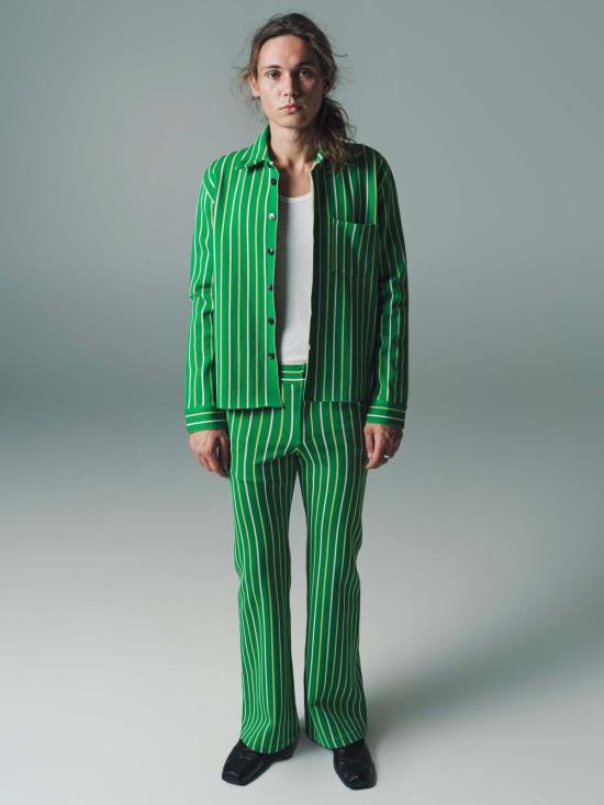  마르니 긴팔 셔츠 그린 스트라이프 테크노 니트