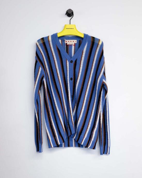  마르니 스웨터 라이트웨이트 스트라이프 코튼 카디건 - MARNI