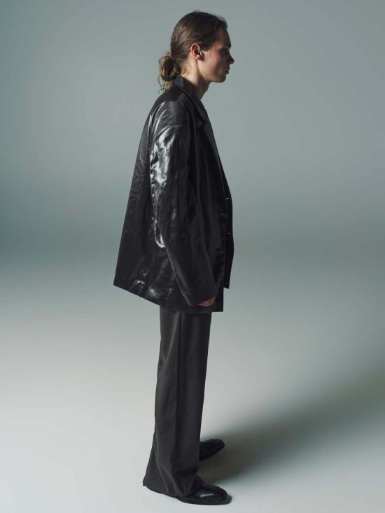  마틴로즈 가죽 자켓 마틴 로즈 웨트룩 싱글브레스트 재킷 카키 - MARTINE ROSE