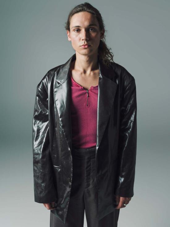  마틴로즈 가죽 자켓 마틴 로즈 웨트룩 싱글브레스트 재킷 카키 - MARTINE ROSE