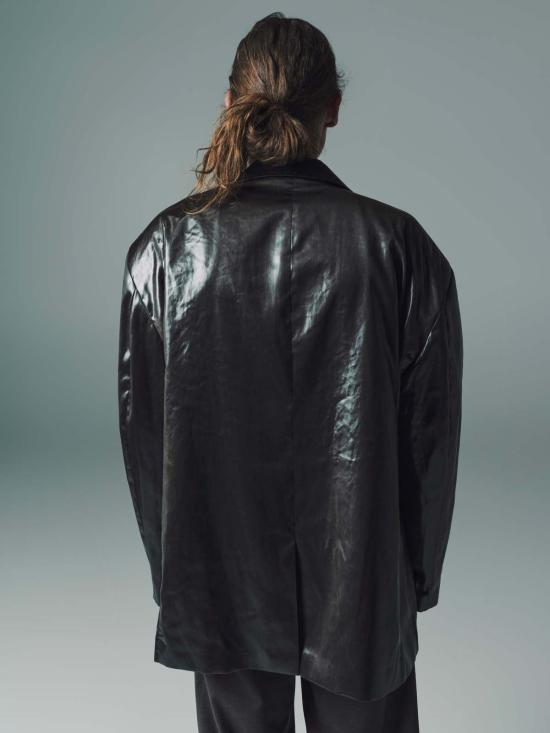  마틴로즈 가죽 자켓 마틴 로즈 웨트룩 싱글브레스트 재킷 카키 - MARTINE ROSE