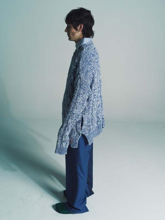  마르니 스웨터 케이블 니트 점퍼 블루 무린 - MARNI