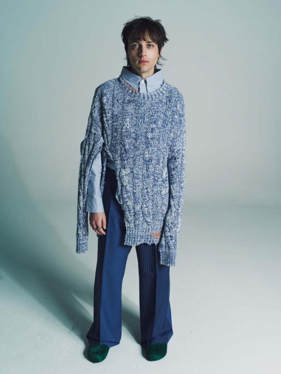  마르니 스웨터 케이블 니트 점퍼 블루 무린