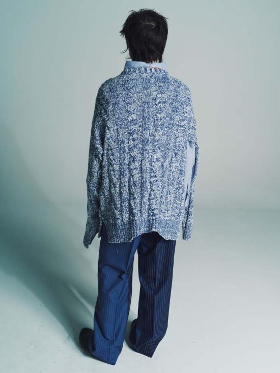  마르니 스웨터 케이블 니트 점퍼 블루 무린 - MARNI