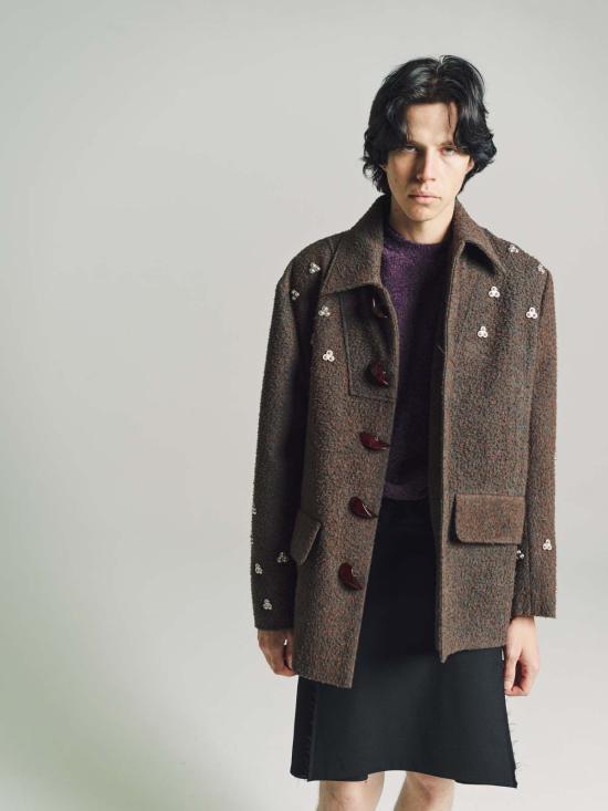  나마체코 자켓 월러 재킷 슬레이트 블루 스페클 버건디 - NAMACHEKO