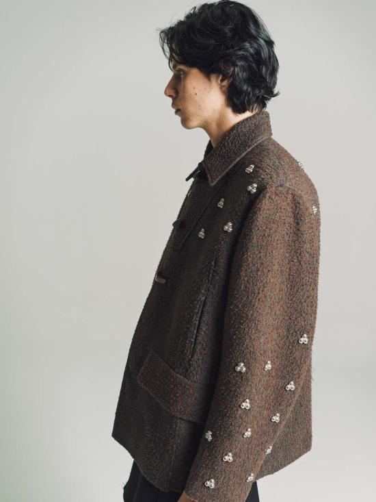  나마체코 자켓 월러 재킷 슬레이트 블루 스페클드 버건디 - NAMACHEKO