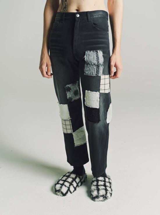  마르니 데님 팬츠 블랙워시 모헤어 패치 팬츠