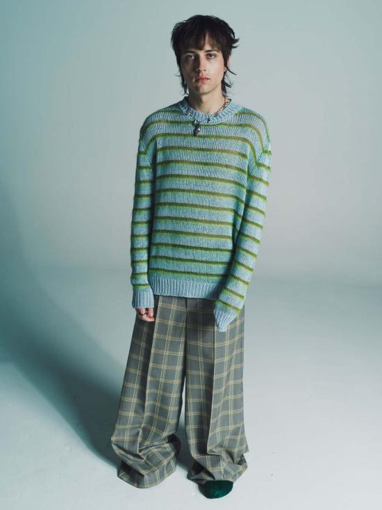  마르니 스웨터 스트라이프 모헤어  블루 & 그린