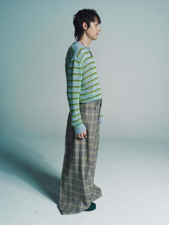  마르니 스웨터 스트라이프 모헤어  블루 & 그린 - MARNI