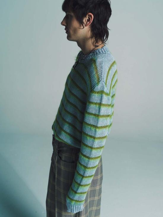  마르니 스웨터 스트라이프 모헤어  블루 & 그린 - MARNI