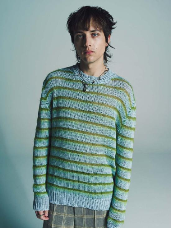  마르니 스웨터 스트라이프 모헤어  블루 & 그린 - MARNI
