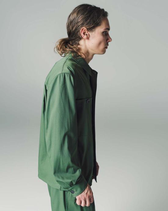  르메르 긴팔 셔츠 소프트 밀리터리 오버 스모키 그린 - LEMAIRE