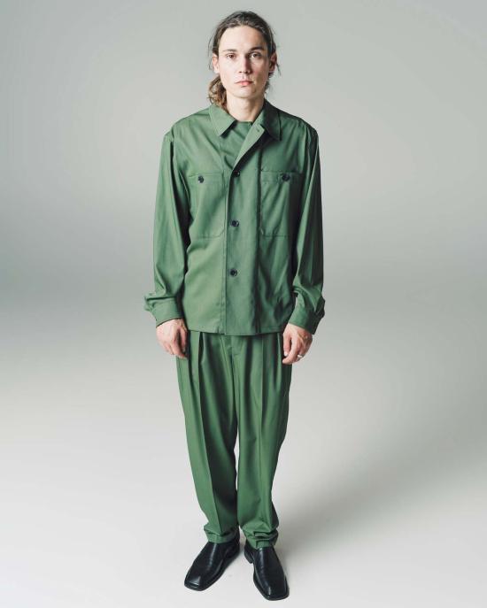  르메르 긴팔 셔츠 소프트 밀리터리 오버 스모키 그린