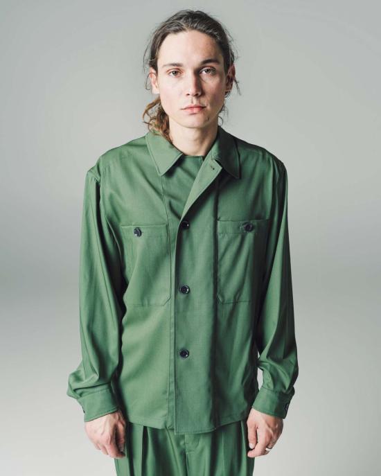  르메르 긴팔 셔츠 소프트 밀리터리 오버 스모키 그린 - LEMAIRE