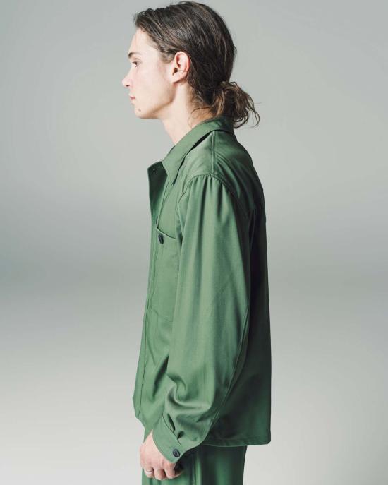  르메르 긴팔 셔츠 소프트 밀리터리 오버 스모키 그린 - LEMAIRE