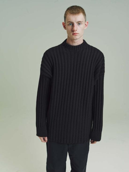  케이시 케이시 터틀넥 브라운 메리노 울 크루넥 오픈 니트