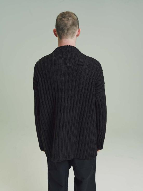  케이시 케이시 터틀넥 브라운 메리노 울 크루넥 오픈 니트 - CASEY CASEY