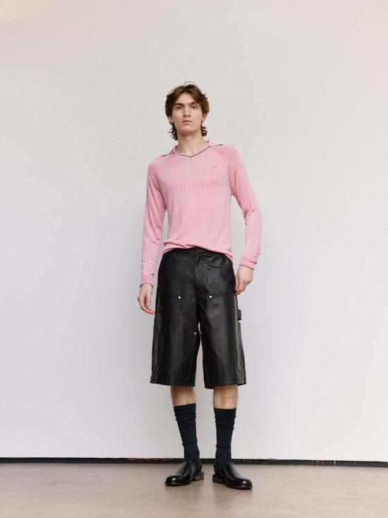  웨일즈보너 민소매 티셔츠 웨일즈 보너 루츠 폴로 셔츠 핑크 & 네이비 - WALES BONNER