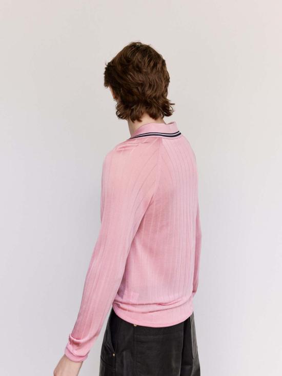  웨일즈보너 민소매 티셔츠 웨일즈 보너 루츠 폴로 셔츠 핑크 & 네이비 - WALES BONNER